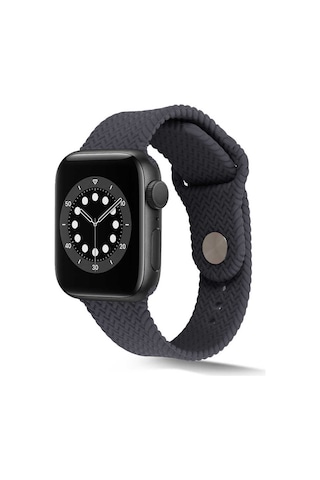 Ekılıf - Apple Uyumlu Watch 44mm - Kordon Silikon Kordon Krd-37 - Gri