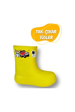 Sarı Yağmur Botu + Giraffe Çoraplı Set Sari Sarı