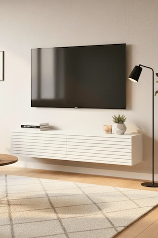 Tda1214b - Zeynep120 Duvara Montaj Tv Stand, Tv Rafı, Tv Sehpası Beyaz 120cm