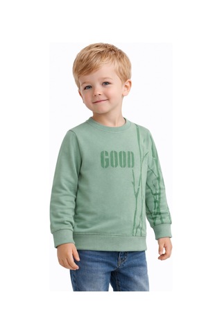 Baglan Erkek Çocuk Önü Arkası Baskılı Sweatshirt Bgl-st05240 Açık Yeşil
