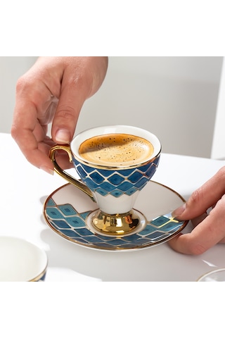 Porsima Marakesh Altın Yaldızlı 6 Kişilik 12 Parça Fincan Seti