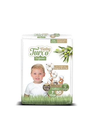 Baby Turco Doğadan Bebek Bezi 7 Numara XXlarge Aylık Fırsat Paketi 80 Adet