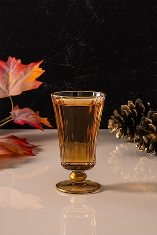 Mest Eylül 6 Adet Lüsterli Bal Renk Kahve Yanı Su Bardağı Seti 120 Cc Bal Renk