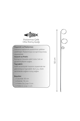 Olta Kamış Ayağı - Paslanmaz Çelik - Fishack - Galvaniz Kaplamalı