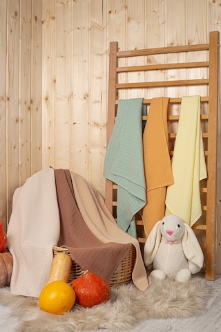 Unisex Renkli Pamuk 6lı Çok Amaçlı Müslin Bez Kahverengi