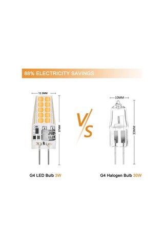 G4 Led 3w 12v Ac/dc Ampuller, 30w Halojen Ampule Eşdeğer, Sıcak Beyaz 3000k, Kısılamaz, 5'li Paket Enerji Sınıfı E Çok Renkli