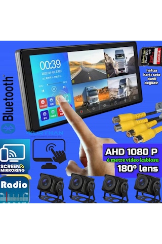 Dokunmatik Usb Mp5 Fm Dvr Ekran Ve 4 Ad Ahd180 Derece Kamera Seti