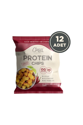 Clean Powders Protein Chips 50 Gr Acı Biber Yeşil Limon 12 Adet Acı Biber - Yeşil Limon