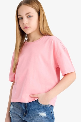 Defacto Kız Çocuk Relax Fit Bisiklet Yaka Basic Düz Kısa Kollu Tişört Z5095a625smpn323 Pembe