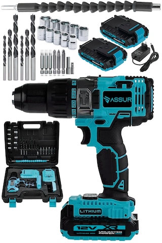 Assur ASR029 12V Çift Akülü Vidalama Mavi