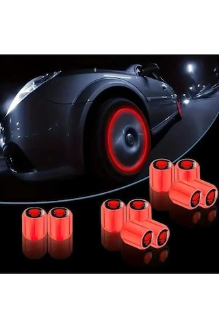 Fastbuy Yeşil 4'lu Evrensel Kırmızı Kafatası Desenli Oto Valf Kapağı Seti