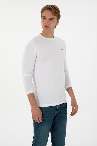 U.S. Polo Assn. Erkek Slim Fit Bisiklet Yaka Beyaz Süprem Basic Sweatshirt 50313744-VR013