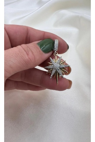 Bb İthal Kutup Yıldızı Altın Kaplama Chram Veya Kolye Ucu Altın - Beyaz