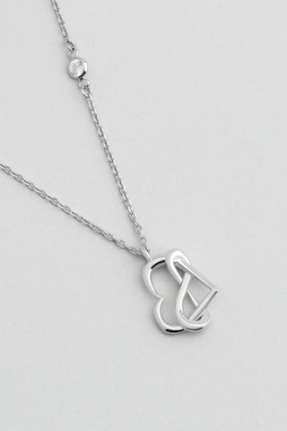 Sonsuz Aşk 18 Ayar Beyaz Altın Kaplama 45 Cm Gümüş Kalp Kolye