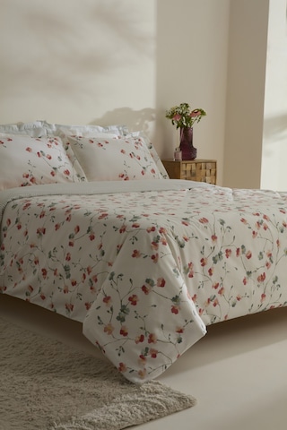 Karaca Home Lilian %100 Pamuk 120 Tel Çift Kişilik Saten Nevresim Takımı Beyaz