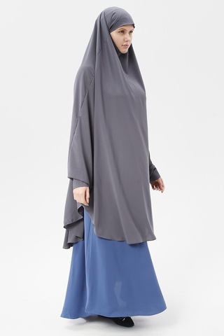 Altobeh Kadın Tesettür Medine İpeği Çarşaf Üstü Peçeli Sufle Hijab Füme