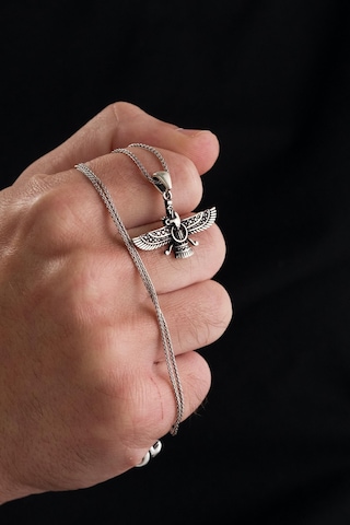 Gümüş Ahura Mazda Figürlü Erkek Ve Kadın Unisex Kolye Gümüş