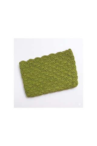Lento Design Fıstık Yeşili El Örgüsü Raffia Portföy Çanta Bohem Clutch Bej