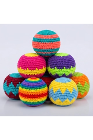 El Yapımı%100 Pamuk Hacky Sack - Ayak Topu - Gerginlik Giderici Eğlence Topu - Dayanıklı Ve Hafif Çok Renkli