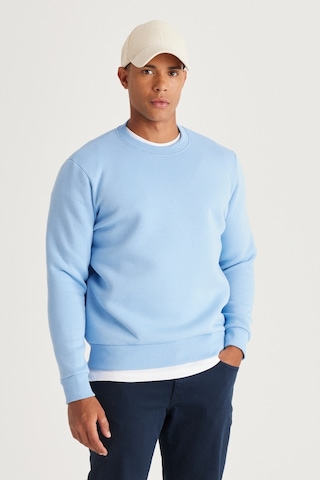 AC&Co / Altınyıldız Classics Erkek Acık Mavı Standart Fit Normal Kesim İçi Polarlı Bisiklet Yaka Sweatshirt Açık Mavi