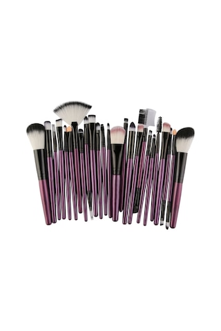 Hfambition 25'li Tam Set Makyaj Fırçaları - Göz Farı, Kaş Vb. Farklı Kullanımlar İçin Yumuşak Tüy, Taşınabilir Abs Kollü