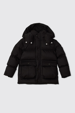 Panço Erkek Çocuk Çıkarılabilir Kapüşonlu Siyah Mont 2621bk21007