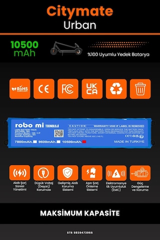 Citymate Urban / 36v 10500mAh Elektrikli Scooter Bataryası