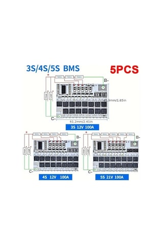 Motion003 5 Adet 5s 21v 100a Lı-ıon Lmo Bms Li-polymer Lityum Pil Koruma Devresi Asiri Sarj Sicaklik Sensoru