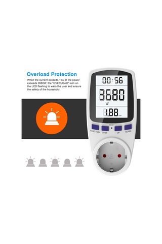 Enerji Maliyeti Ölçüm Cihazı, Elektrik Maliyeti Ölçüm Cihazı, Lcd Ekranlı Ve Rastgele Modlu Priz, Güç Ölçü
