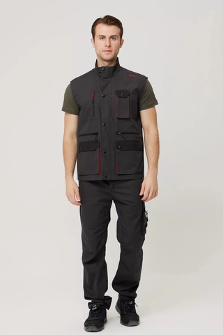 Armadillo Ripstop Çok Cepli Yelek Isg Galium İş Outdoor Hafif Fonksiyonel Tasarım Antrasit-siyah-kırmızı