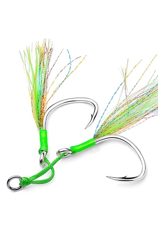 Hokkaido 1/0 Numara 1 Adet Çiftli,glow Simli ,jig Asist,iğne Boyu 32 Mm No:1/0