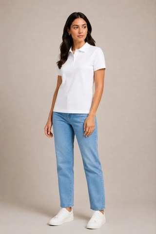 Efnaz Style Polo Yaka Pike Kumaş Düğmeli Basic Tişört Günlük Rahat - Beyaz