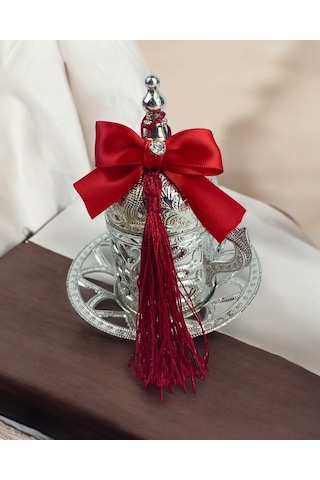 Elm Damat Kahve Fincanı Kırmızı Kırmızı