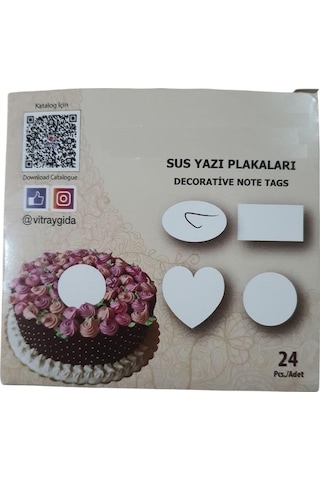 Gofret Pasta Üstü Yazı Plakası Oval Pk:24 Lü Beyaz