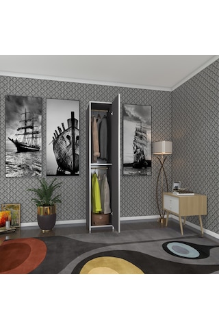 Kenzlife Gardırop Öğrenci Dolabı Tek Kapılı Günebakan Gri 180 35 42 Gri Gardolap Dolap Ofis