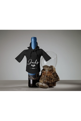 Bk Gift Kişiye Özel Mini Siyah İçki Şişesi Tişörtü , Ev Bar Dekoru, Viski, Şarap, Votka, Rakı Şişesi Tişörtü, Ev Barı-1