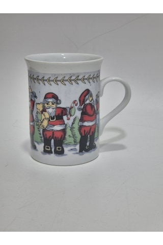 Vintage Noel Baba Figürlü Porselen Kupa 10cm Çok Renkli