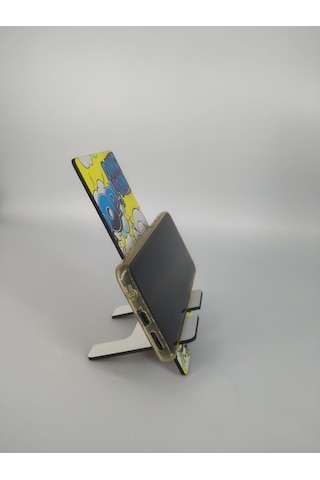 Ahşap Telefon Tutucu Masaüstü Cep Telefonu Standı - Chainsaw Man Denji Makima Hızlı Şarj Çok Renkli