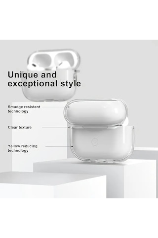 Apple Uyumlu AirPods Pro 3. Nesil İle Kılıf Şeffaf Kristal Silikon Sert Pc Şeffaf Case 14 Şeffaf