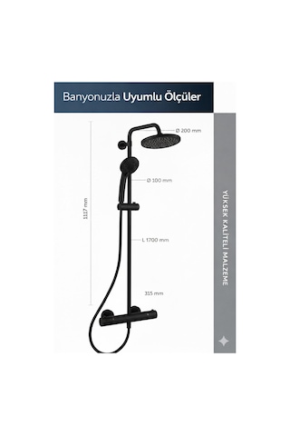 A7545xg Ceratherm T25 Termostatik Duş Sistemi-silk Black Siyah