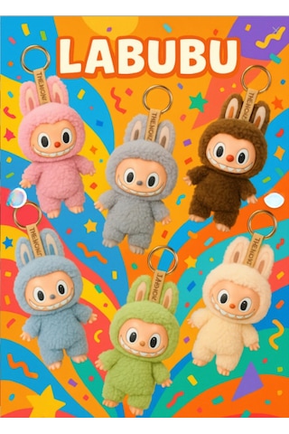 Labubu Peluş Oyuncak Labubu Model Sevimli Bunny Çanta Aksesuarı & Hediyelik Peluş Keychain