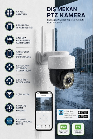 Ptz-26 Wifi Akıllı Güvenlik Kamerası 2mp 1080p Full Hd 355 Döner Hareket Takipli Gece Görüşlü Çift Yönlü Ses