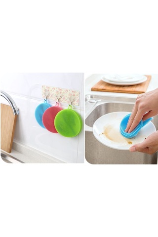 2 Li Çok Amaçlı Silikon Bulaşık Fırçası -nihale- Tutacak Renkli