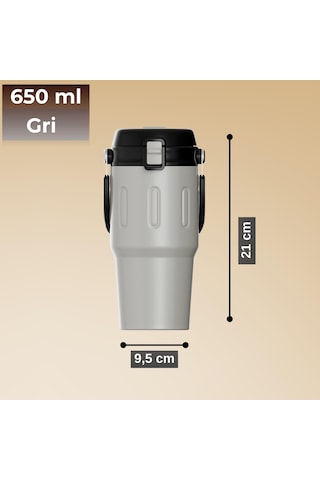 Paslanmaz Çelik Termos 650 Ml -sızdırmaz Kapak,geniş Ağızlı Gri