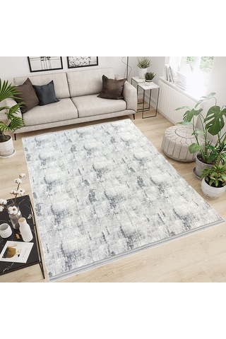 Modern Pamuklu Halı Örtüsü Savan 6m2 Dokuma 200x300 Lastiksiz Gri