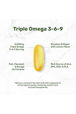 Deal Supplement Triple Omega 3-6-9 Fish Oil With Flaxseed Oil Borage Oils High Epa + Dha 3,600mg 240 Softgels
