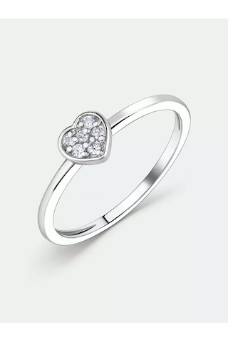 Torgovyj Dom Uvelir Holding 925 Ayar Gümüş Kalp Zirkon Taşlı Yüzük 242926800 Gri