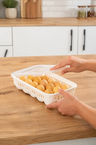 Porsima Vc-722 Peggy 15 Bölmeli Kapaklı Yumurta Kutusu Yumurtalık Buzdolabı Organizeri Saklama Kabı Beyaz