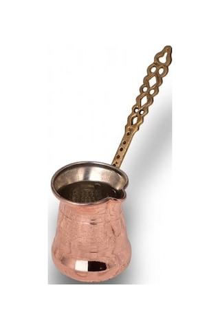 Turna Bakır Sultan Cezve 1 No İnce Pirinç Kulp 2 Fincan Makine D