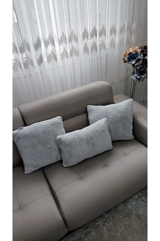 3- Lü Kare Takım Kırlent / Yastık 2 Kenar Gri / 1 Orta Gri